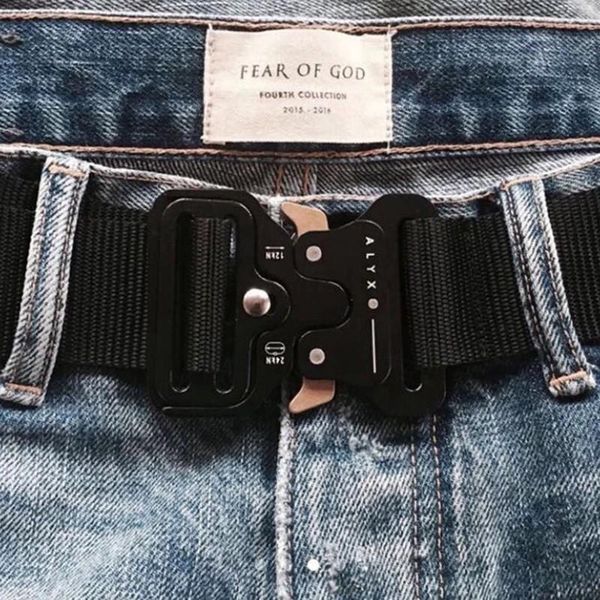 

fog fear of god four types alyx belt roller coaster belt metal button hip hop swag brand men women belt hflsyd002, Black