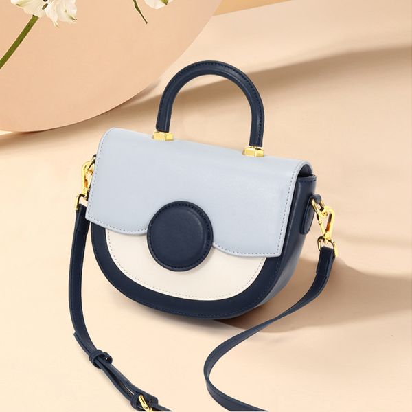 

bag female leather female bag metal portable saddle simple fashion semicircle shoulder messenger