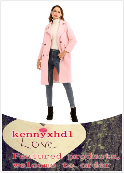 

autumn and winter new large size women's clothing europe and the united states long woolen coat coat fashion wild tide, Black