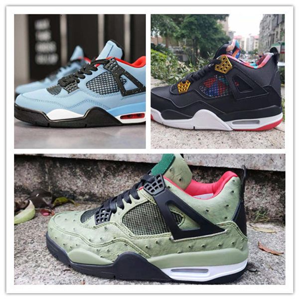 

2019 new 4 black white blue low men basketball shoes sports 4s sneakers fashion trainers size 7-13