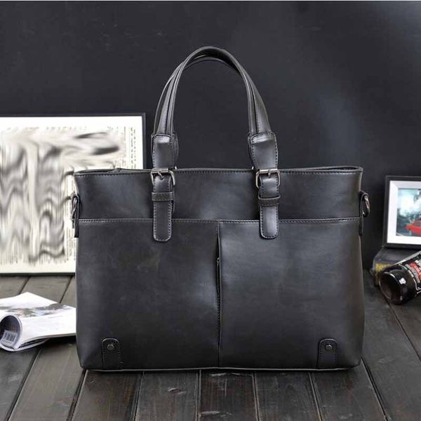 

men's business pu leather handbag briefcase sacoche homme messenger bags laptote bag