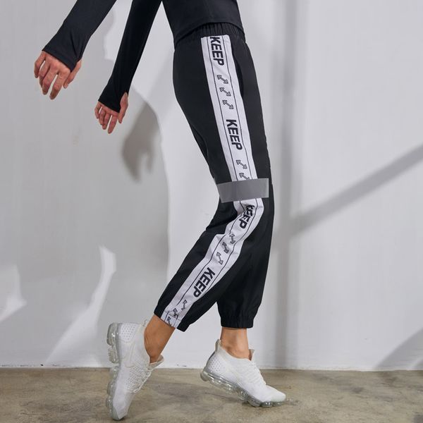 

vansydical sports running pants womens gym yoga fitness training jogging trousers female polyester sweatpants, Black;blue