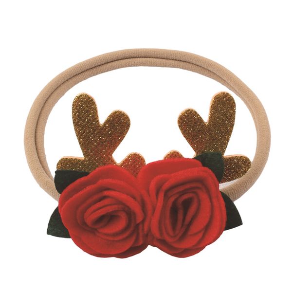

rose elastic flower headwear holiday party hair band accessories headbands nylon cloth 0-3y hairbands christmas baby girls, Slivery;white
