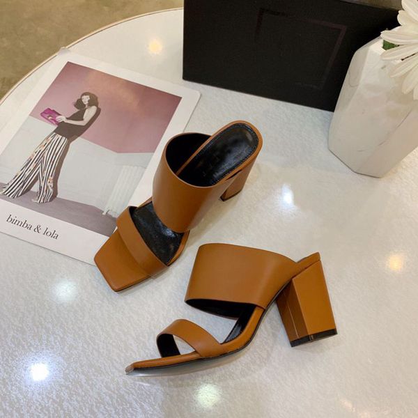 

classic designed ladies slipper women party square high heel women shoes double thin belt opentoe wear for summer outside, Black