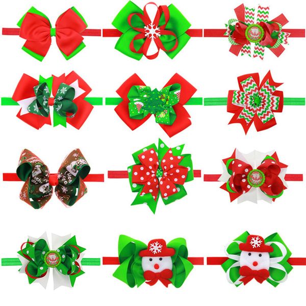 

red green bows christmas newborn baby boy and girl birthday party decorations headbands toddler kids hair accessories