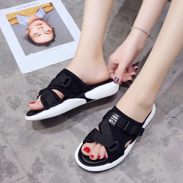

fashion summer sandals women female slippers breathable flat ankle anti skidding shoes open toe comfort beach sandals flip flop, Black