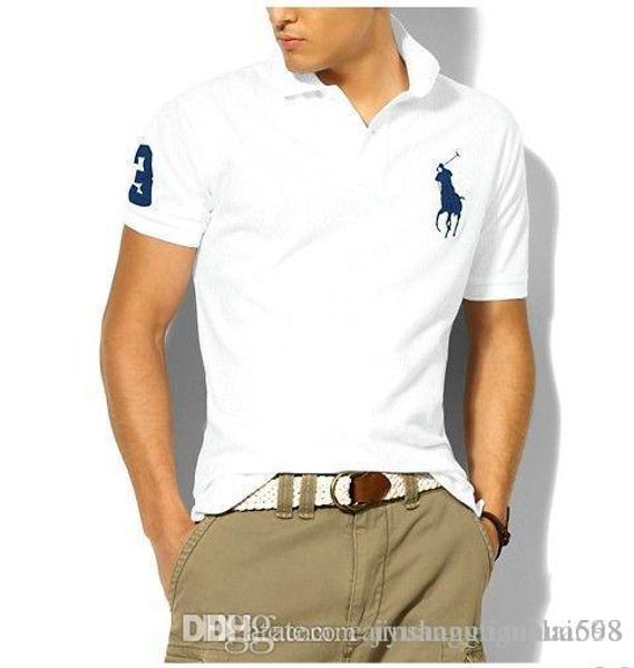 

2019 summer designer polo embroidery big horse men's designer t-shirt short-sleeved cotton ralph casual brand clothes large size 388, White;black