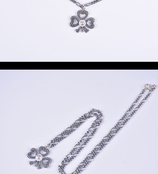 

s925 sterling silver ancient family retro pearl flower decoration personality necklace men and women fashion jewelry