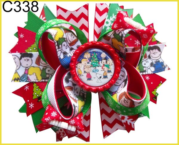 

60pcs christmas hair bows candy cane bow santa hair clip reindeer -b, Slivery;white