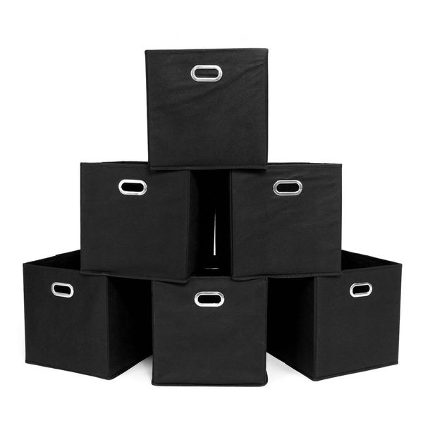 

складные ящики для хранения ткани набор из 6 кубиков cubby с ручками черного цвета