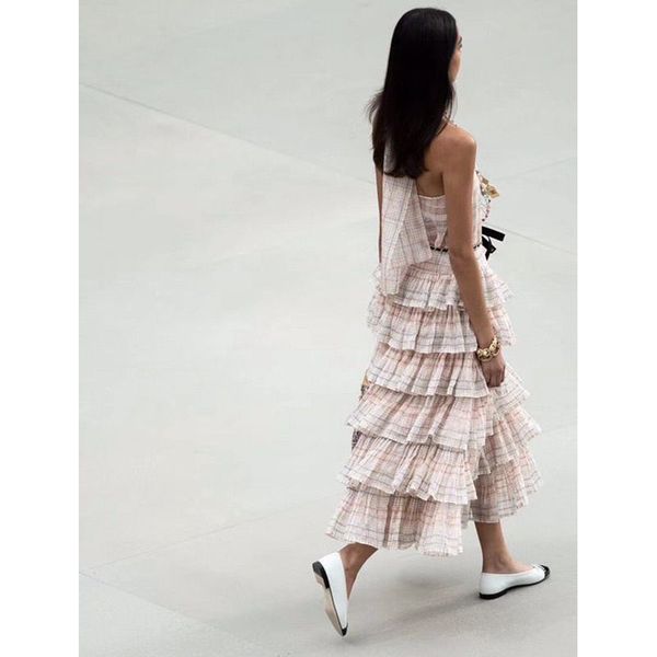 

2020 spring new women's skirts high-quality silk retro plaid layered elegant skirts, Black