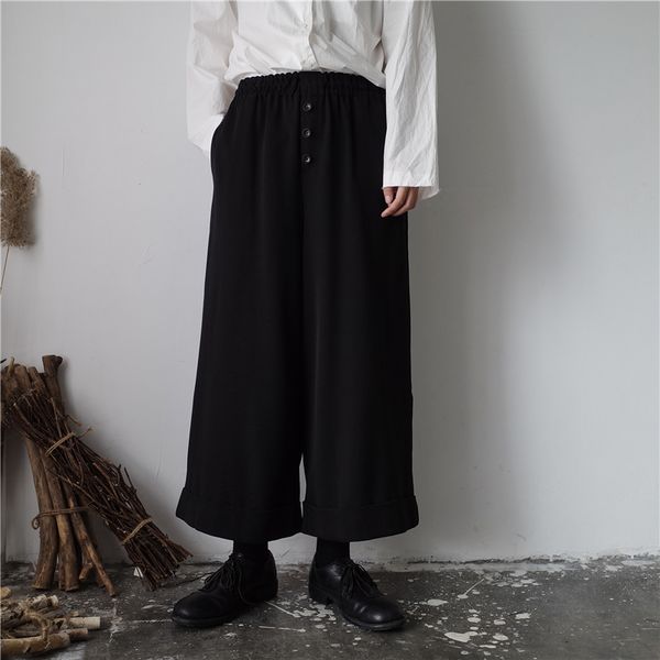 

new 27-44 2018 women men's clothing gd hair stylist fashion three buckles nine - minute wide leg pants plus size costumes, Black