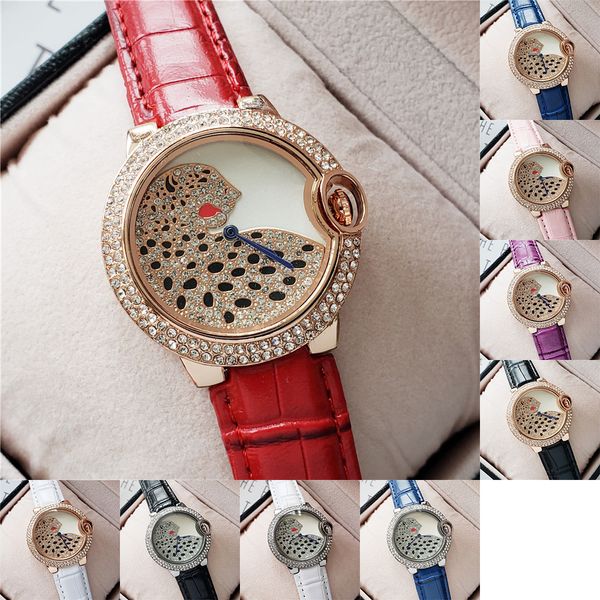 

fashion brand women watches diamond case leather strap quartz movement watches iced out dial designer watches montre de luxe, Slivery;brown