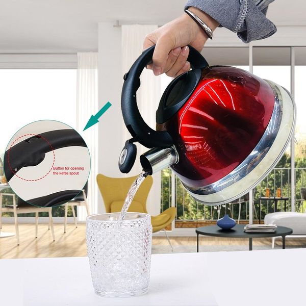 

3l из нержавеющей стали свистя чайник food grade tea pot с жаростойкой ручкой - stovetop подходит для все тепла кухонного инвентаря