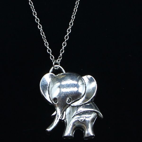 

20pcs new fashion necklace 37x31mm big ears elephant silver pendants short long women men colar gift jewelry choker