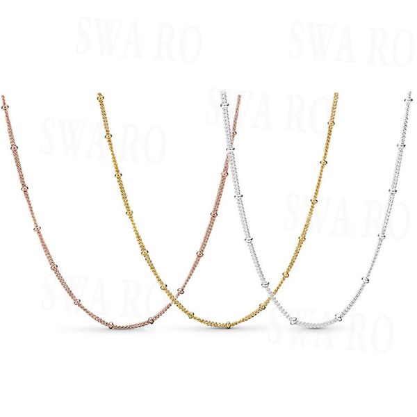 

classic 925 sterling silver shining beaded necklace chain series original 1: 1 fashion women fashion accessories