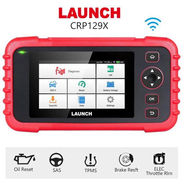 

launch x431 crp129x auto code reader scanner supporting engine, transmission, abs and srs system diagnoses and 5 special reset tool