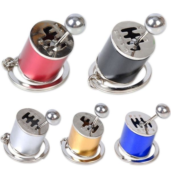 

fashion keychains six-speed manual shift gear keychain auto car's parts toy short shifter knob metal gift race car stalls head, Silver