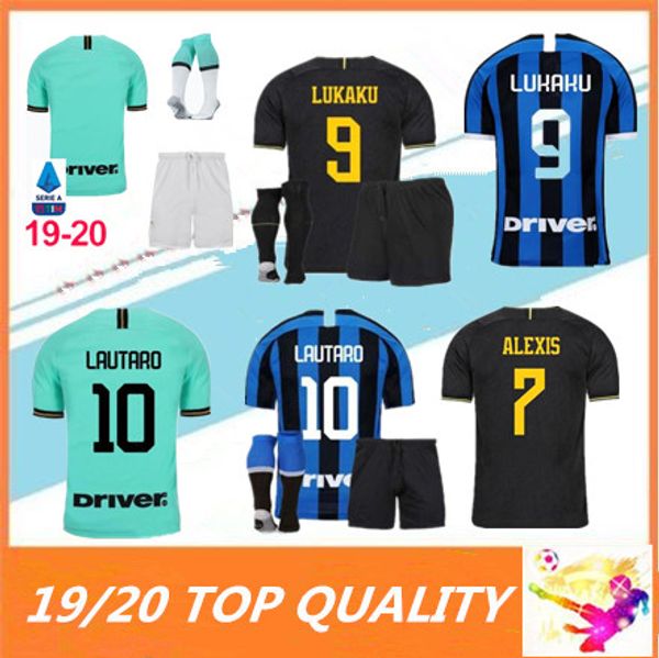 

19 20 inter lautaro lukaku perisic nainggolan soccer jersey 2019 2020 inter politano maillot de foot football shirt kits with socks, Black