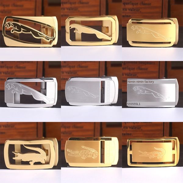 

2019 stainless steel men's automatic buckle dongguan buckle head belt belt leopard crocodile, Slivery;black