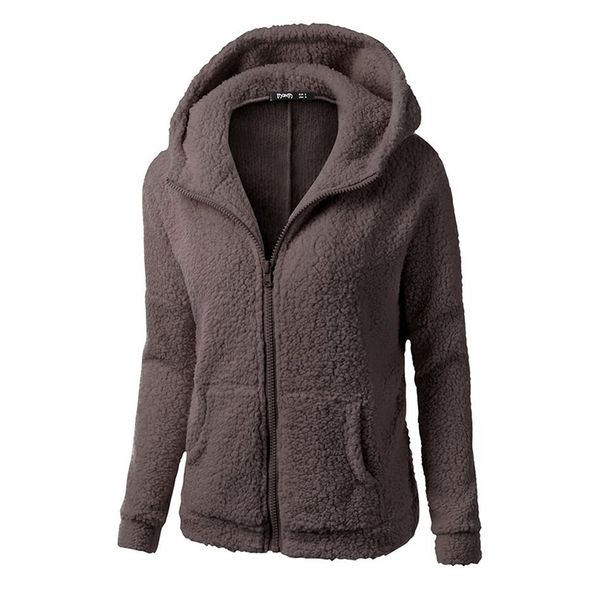 

women's jackets winter women jacket teddy long hooded thick warm fur fleece casual autumn female coat outerwear veste femme plus size, Black;brown