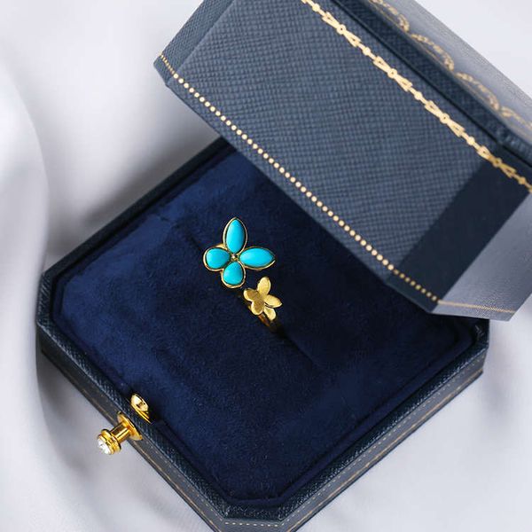 

cmajor s925 sterling silver gemstone jewelry delicate butterfly style brand new turquoise fashion rings for women, Golden;silver