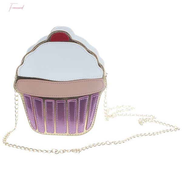 

new cute cartoon women ice cupcake mini bags pu leather small clutch crossbody girl shoulder messenger bag cake