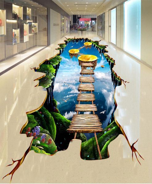 

3d p wallpaper murals pvc waterproof self-adhesive hand painted outdoor thrilling gold avenue wall mural stickers