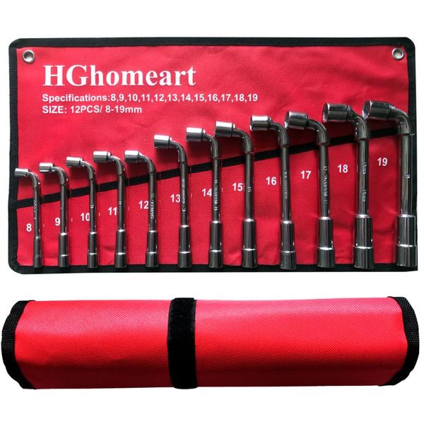 

car repair spanner tool set l type socket wrench set high carbon steel l type pipe perforation tool kits keys with pouch pack