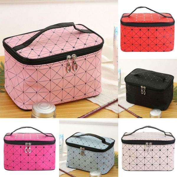 

large capacity cosmetic bag portability magic plaid zipper up makeup bag travel pouch storage pouch toiletry organizer