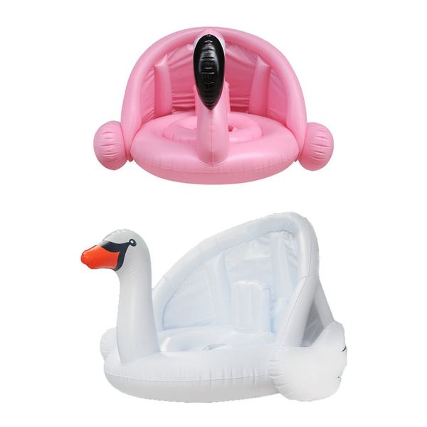 

baby inflatable flamingo swan float with sunshade ride-on swim seat water toys
