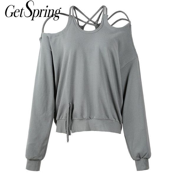 

getspring женщины толстовка хлопок женские кофты пуловер с длинным рукавом женщины пальто все матч женские толстовки весна осень 2020 новый, Black