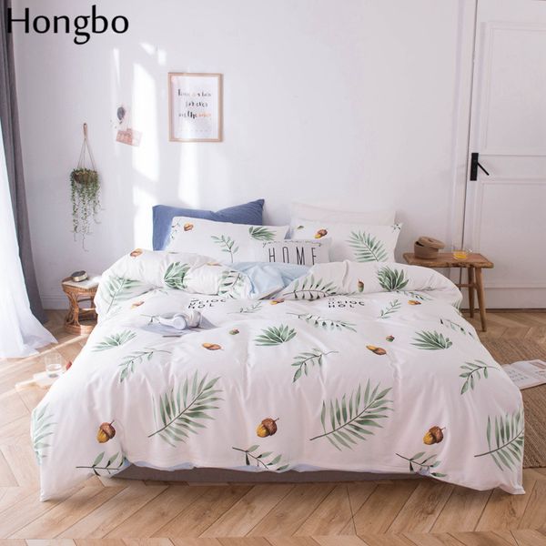 

hongbo leaves pattern bedding set superfine fiber spring pinecone bed linens duvet cover set pastoral bed sheet duvet cover