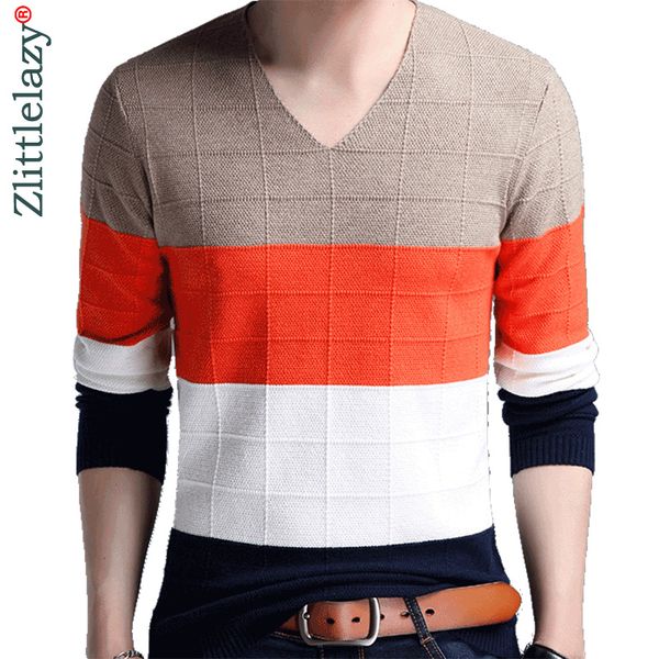 

2018 brand designer pullover striped men sweater dress jersey knitted sweaters mens wear slim fit knitwear fashion clothing 3128, White;black