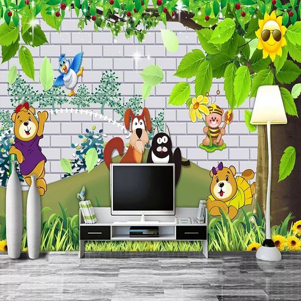 

custom large mural 3d wallpaper fairy tale world cartoon animal bee child bedroom mural tv back wall decor deep 5d embossed