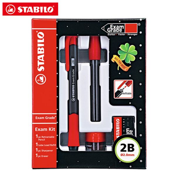 

2b mechanical pencil automatic pencil exam grade gift box 4pcs/set 2.0mm for students examination assorted german, Blue;orange