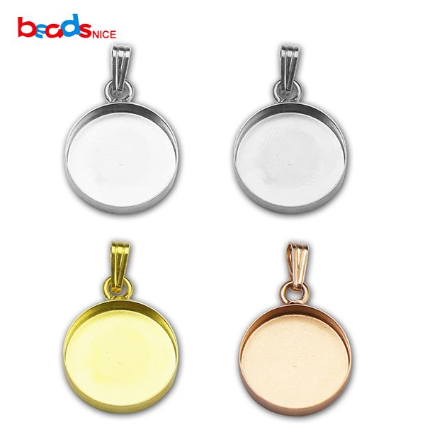 

beadsnice 925 sterling silver pendant tray round pendant blank inlay 16mm gemstone for necklace jewelry making id36506