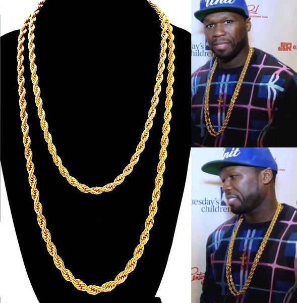 

gold finish stainless steel rope chain hip hop necklace 3mm thick 30" long, Silver