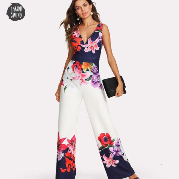 

floral style jumpsuit print deep v neck and two kings of womens playsuit bodysuit party drop shipping, Black;white