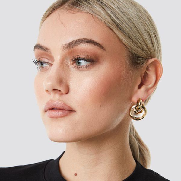 

yhpup korean simple design brand round geometric dangle earrings gold charm brincos for ladies party wedding statement jewelry, Silver