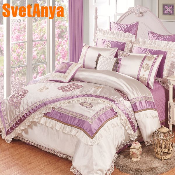 High Quality Silk Slippery Bedding Bedspread Linens Embroidered