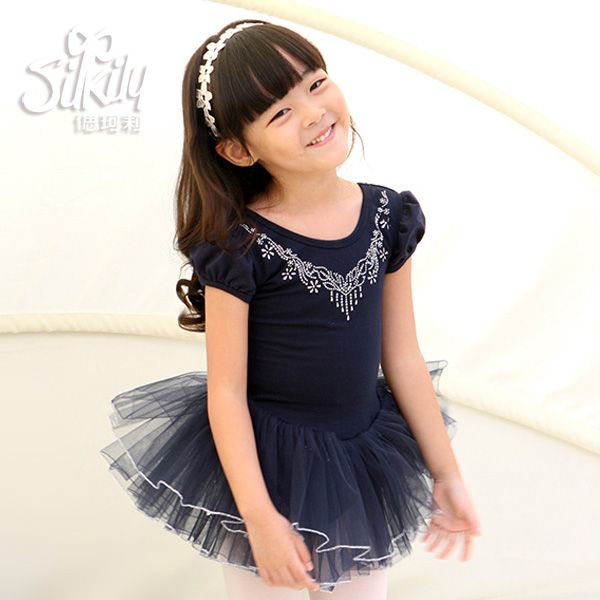 

children's dance dress girls dance practice gong suit ballet skirt girls dress, Black;red