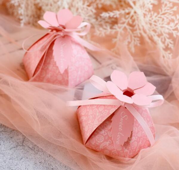 

50 pcs pink red blue flower blossom style wedding favors candy boxes bomboniera party gift box sugar giveaways chocolate box