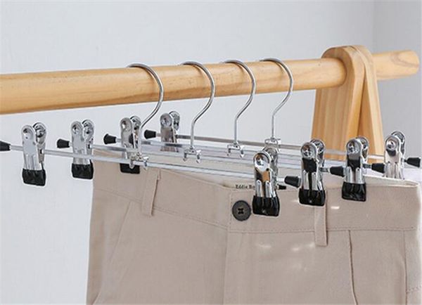 

новые хозяйственные вешалки для одежды из нержавеющей стали с зажимом вешалка для брюк юбка детская одежда регулируемая прижимная ручка