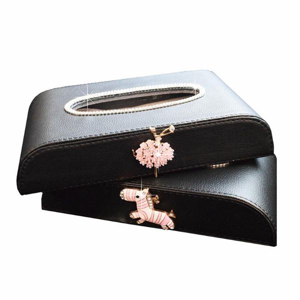 

sparkly rhinestones car tissue box with cute zebra towel paper cover case great gift women car interior acceossories