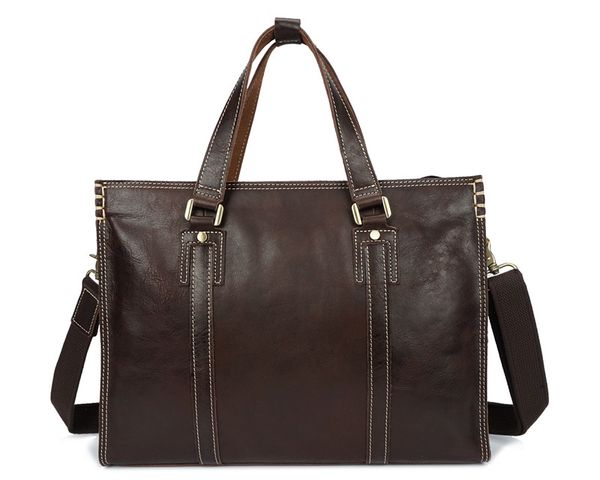 

nesitu vintage brown coffee genuine leather men briefcase real skin 14'' lapman portfolio messenger bags m8083