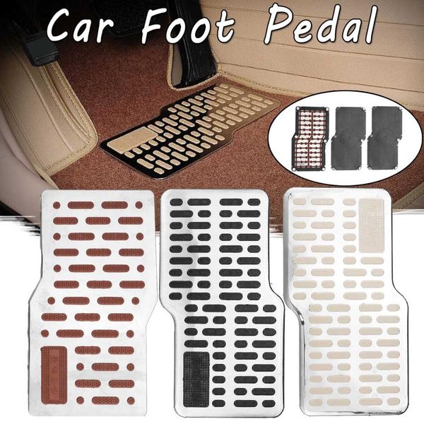 

auto car foot rest pedal plate floor carpet mats non-slip stainless heel pad for car truck suv black beige brown