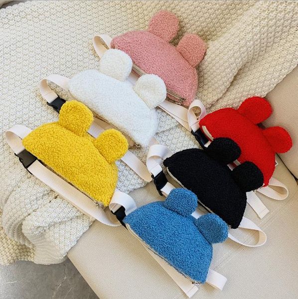 

children's small waist bag plush chest bag for boys and girls simple fashion shoulder crossbody