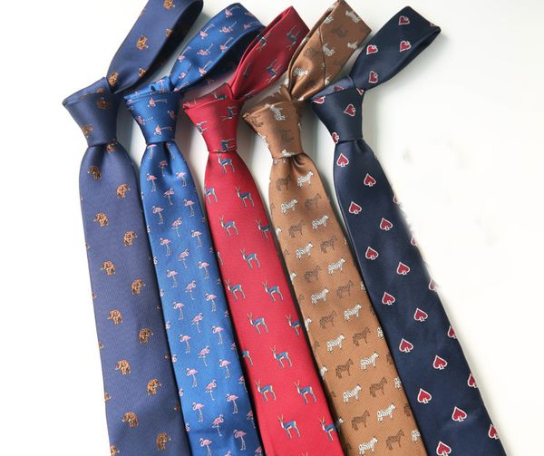 

fashion men's tie 6cm flamingo elephant print animal neck tie for men business causal fashion party wedding accessories, Blue;purple