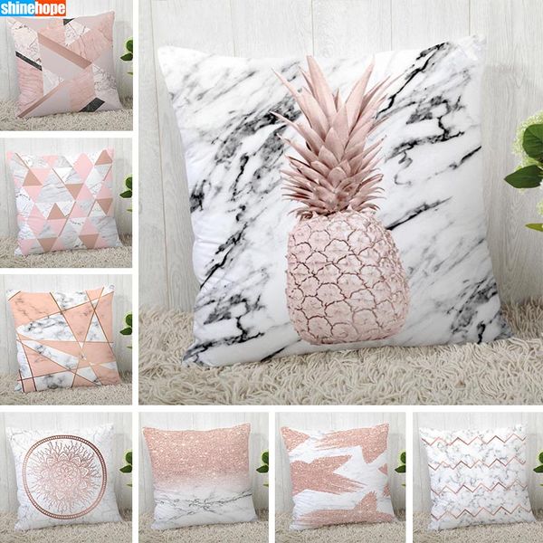 

custom pillow cases rose gold marble square pillowcase christmas zippered pillow cover 40*40cm,45*45cm(one side